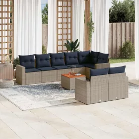    9 részes szürke polyrattan kerti ülőgarnitúra párnával