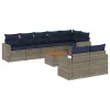  9 részes szürke polyrattan kerti ülőgarnitúra párnával