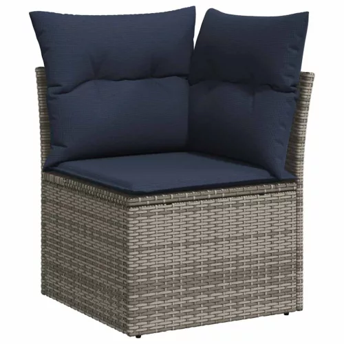  9 részes szürke polyrattan kerti ülőgarnitúra párnával