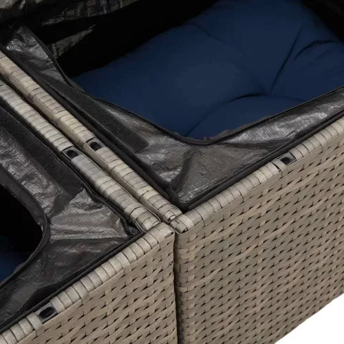  9 részes szürke polyrattan kerti ülőgarnitúra párnával