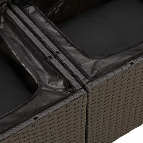 7 részes fekete polyrattan kerti ülőgarnitúra párnával