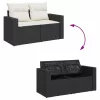  7 részes fekete polyrattan kerti ülőgarnitúra párnával