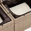  7 részes bézs polyrattan kerti ülőgarnitúra párnákkal