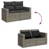 7 részes szürke polyrattan kerti ülőgarnitúra párnákkal