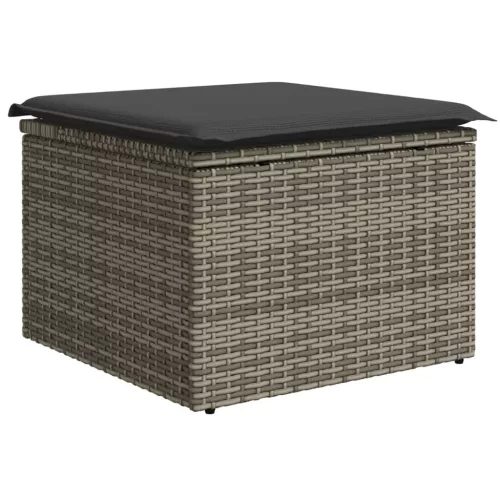  7 részes szürke polyrattan kerti ülőgarnitúra párnákkal