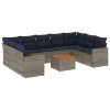  10 részes szürke polyrattan kerti ülőgarnitúra párnával