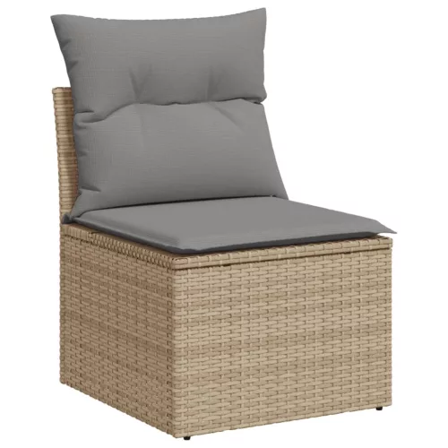  10 részes vegyes bézs polyrattan kerti ülőgarnitúra párnákkal