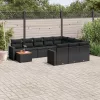  11 részes fekete polyrattan kerti ülőgarnitúra párnákkal