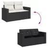  11 részes fekete polyrattan kerti ülőgarnitúra párnákkal