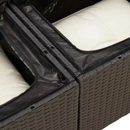  14 részes fekete polyrattan kerti ülőgarnitúra párnákkal