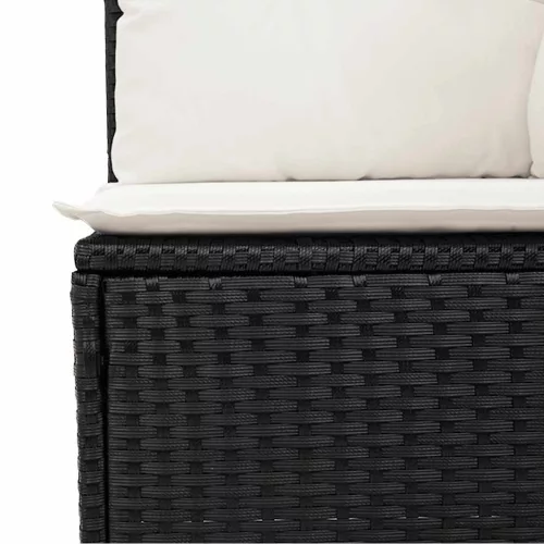  12 részes fekete polyrattan kerti ülőgarnitúra párnákkal