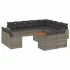  13 részes szürke polyrattan kerti ülőgarnitúra párnákkal