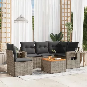    6 részes szürke polyrattan kerti ülőgarnitúra párnákkal
