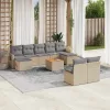  10 részes vegyes bézs polyrattan kerti ülőgarnitúra párnákkal