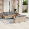  11részes vegyes bézs polyrattan kerti ülőgarnitúra párnákkal
