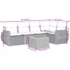  6 részes fekete polyrattan kerti ülőgarnitúra párnákkal