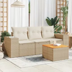    4 részes bézs polyrattan kerti ülőgarnitúra párnákkal