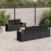  6 részes fekete polyrattan kerti ülőgarnitúra párnákkal