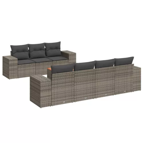  8 részes szürke polyrattan kerti ülőgarnitúra párnákkal