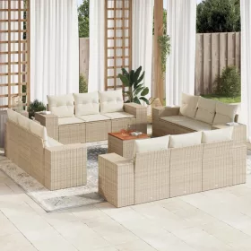    13 részes bézs polyrattan kerti ülőgarnitúra párnákkal