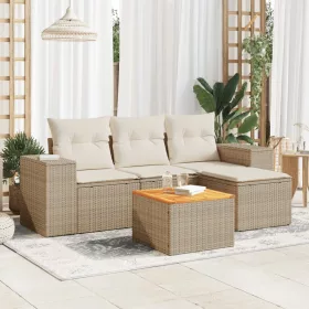    5 részes bézs polyrattan kerti ülőgarnitúra párnákkal