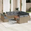  12 részes bézs polyrattan kerti ülőgarnitúra párnákkal