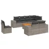  9 részes szürke polyrattan kerti ülőgarnitúra párnákkal