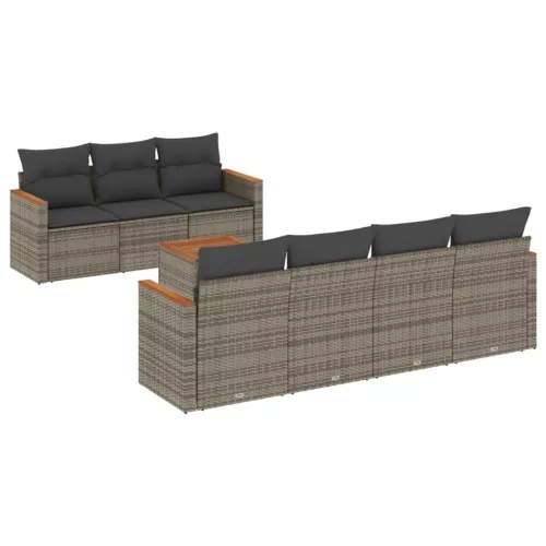  8 részes szürke polyrattan kerti ülőgarnitúra párnákkal