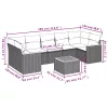 8 részes fekete polyrattan kerti ülőgarnitúra párnákkal