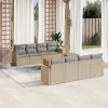  9 részes bézs polyrattan kerti ülőgarnitúra párnákkal
