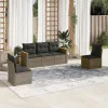  5 részes szürke polyrattan kerti ülőgarnitúra párnákkal