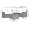  6 részes fekete polyrattan kerti ülőgarnitúra párnákkal