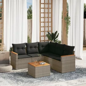    6 részes szürke polyrattan kerti ülőgarnitúra párnákkal