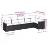  6 részes fekete polyrattan kerti ülőgarnitúra párnákkal