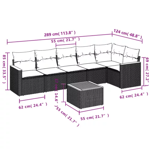  7 részes szürke polyrattan kerti ülőgarnitúra párnákkal