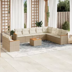    11 részes bézs polyrattan kerti ülőgarnitúra párnákkal