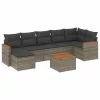  8 részes szürke polyrattan kerti ülőgarnitúra párnákkal