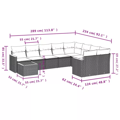  10 részes bézs polyrattan kerti ülőgarnitúra párnával