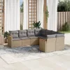  8 részes bézs polyrattan kerti ülőgarnitúra párnával