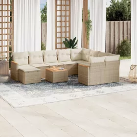    11 részes bézs polyrattan kerti ülőgarnitúra párnákkal