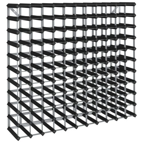  fekete tömör fenyőfa bortartó állvány 120 palackhoz