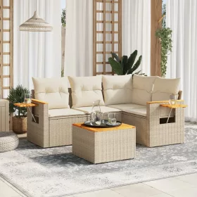    5 részes bézs polyrattan kerti ülőgarnitúra párnákkal