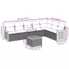  8 részes fekete polyrattan kerti ülőgarnitúra párnákkal