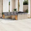  11 részes bézs polyrattan kerti ülőgarnitúra párnákkal