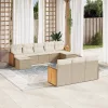  10 részes bézs polyrattan kerti ülőgarnitúra párnával