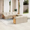  11 részes bézs polyrattan kerti ülőgarnitúra párnákkal