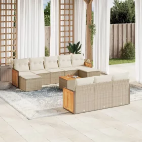    11 részes bézs polyrattan kerti ülőgarnitúra párnákkal