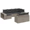 10 részes szürke polyrattan kerti ülőgarnitúra párnákkal