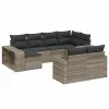  10 részes világosszürke polyrattan kerti ülőgarnitúra párnákkal