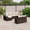  10 részes barna polyrattan kerti ülőgarnitúra párnákkal